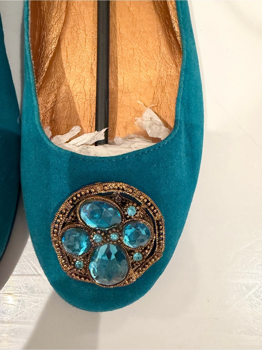 Nine West Women’s Teal Embellished jewel Ballet Flats size 10 - Picture 4 of 6